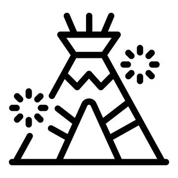 Fireworks exploding near a traditional native american teepee tent 스톡 일러스트