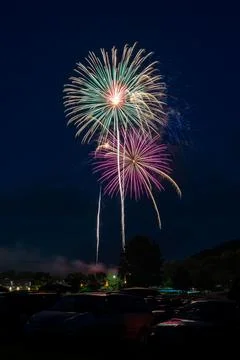 Fireworks Exploding at Night Foto stock
