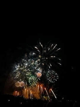 Fireworks exploding in night sky at 22 July Cannes France Photos