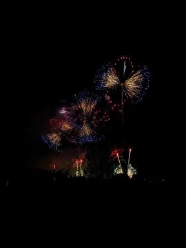 Fireworks exploding in the night sky at Cannes Stockfoto's