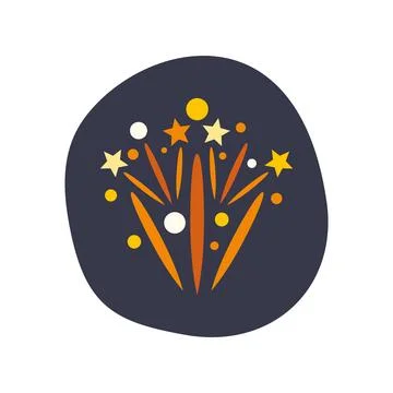 Fireworks exploding in night sky celebrating holiday event Illustrazione stock