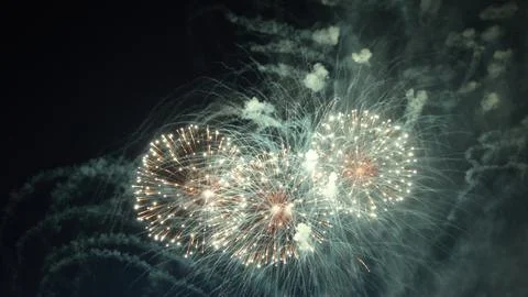 Fireworks exploding in the night sky, creating a mesmerizing spectacle Foto stock