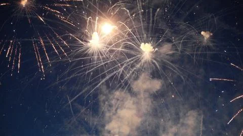Fireworks exploding in the night sky during a celebration Stock Photos