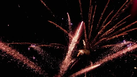 Fireworks exploding in the night sky. Stock Footage 97941261