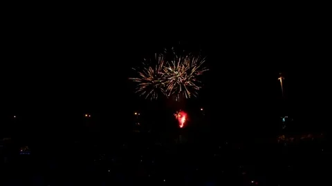 Fireworks exploding in the night sky at Israel 2017 independence day celebrat Stock Footage