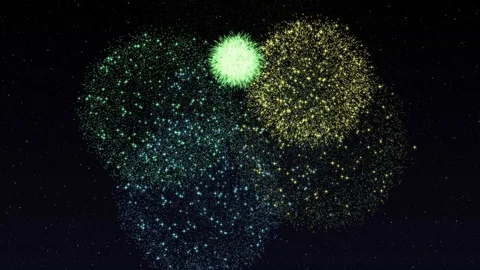 Fireworks Exploding In The Night Sky On New Years Eve Stock Footage 121583877