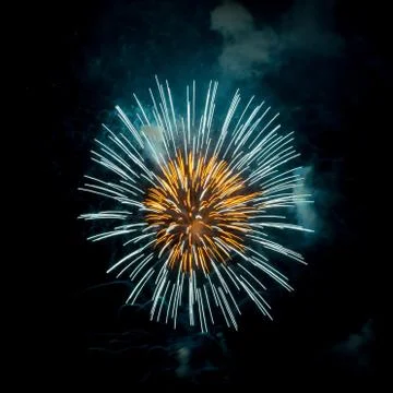 Fireworks exploding in night sky Stock Photos