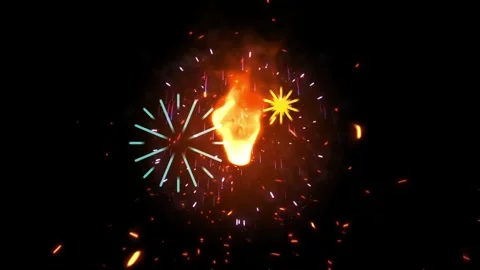 Fireworks exploding in the night sky with vibrant sparks Stock-Footage 338216207