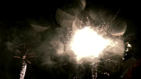 Fireworks exploding in the night sky while rainy stock footage Stock Footage 108418797