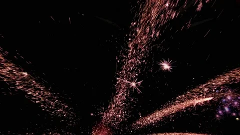 Fireworks exploding in the night skyF Stock Footage 97942913