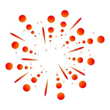 Fireworks exploding with orange and red sparks and circles on white backgroun Stock Illustration