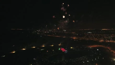 Fireworks exploding over Bahria Town Karachi during new year's eve celebrations 動画素材 299700196