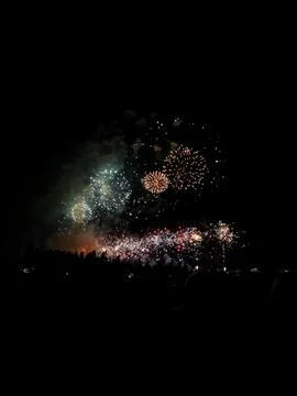 Fireworks exploding over Cannes night sky Stock-Fotos