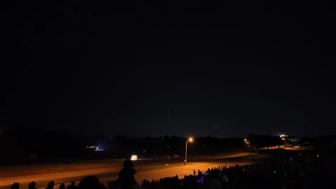 Fireworks exploding over a crowd at night Stock-Footage 340942184