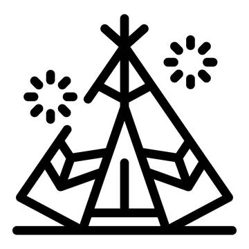 Fireworks exploding over native american teepee at night celebration 스톡 일러스트