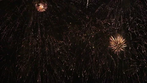Fireworks exploding over the sea in the night sky 動画素材 157447343