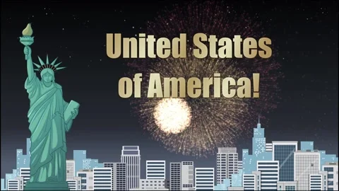 Fireworks Exploding Over Statue of Liberty and New York City Skyline Stock Footage 329457123