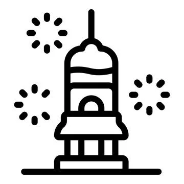 Fireworks exploding over traditional japanese tower at festival 스톡 일러스트