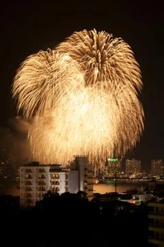 Fireworks exploding at pattaya Stock Photos