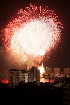 Fireworks exploding at pattaya Foto stock