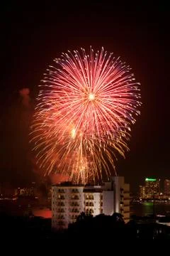 Fireworks exploding at pattaya, thailand Foto stock