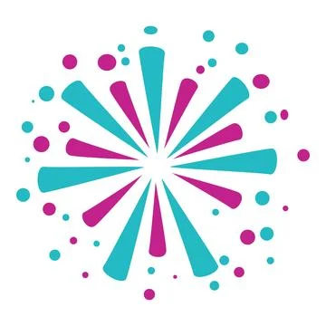 Fireworks exploding with pink and turquoise lights and bokeh effect Stock Illustration