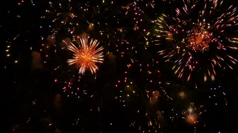 Fireworks Exploding in the Sky Stock Footage 376537