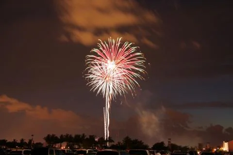 Fireworks exploding in sky Foto stock