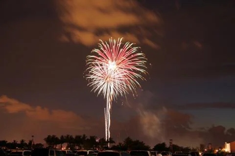Fireworks exploding in sky Foto stock
