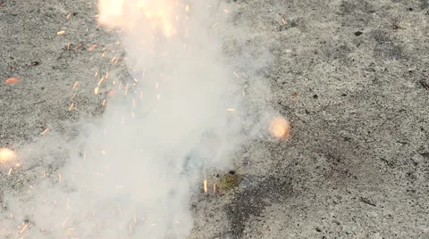 Fireworks exploding with smoke and fire - Slow motion Stock Footage 53042172