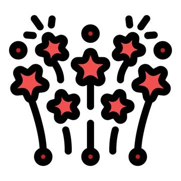 Fireworks exploding with star shapes during a celebration Illustrazione stock