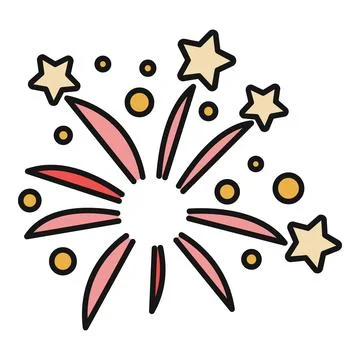 Fireworks exploding with stars and colorful sparks icon 库存插图