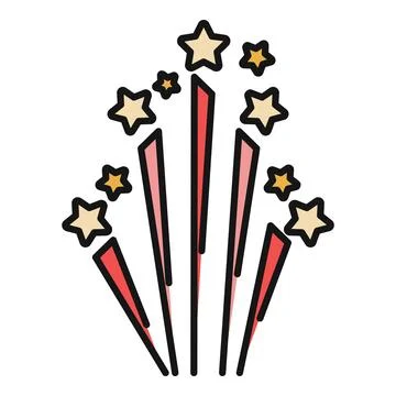 Fireworks exploding with stars icon symbolizing celebration and success Stock Illustration