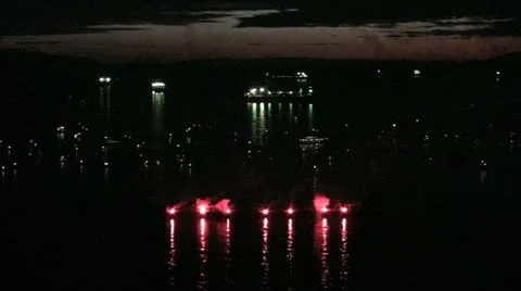 Fireworks exploding in water Stock Footage 17832703