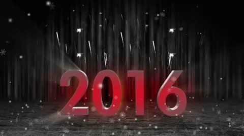 Fireworks explosion to 2016 stage still cam COLORLESS Stock Footage 56803851