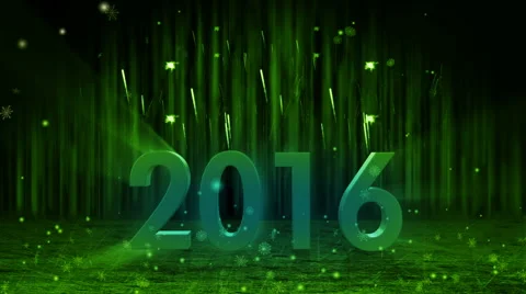 Fireworks explosion to 2016 stage still cam GREEN Video stock 56807458
