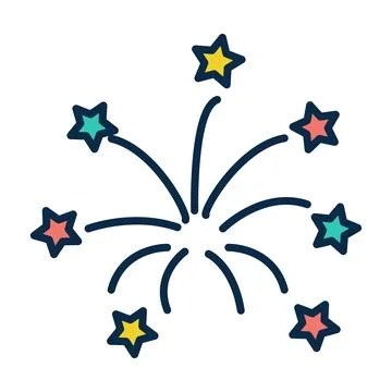 Fireworks Explosion and Report Icon with Stars Stock Illustration