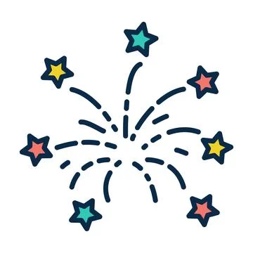 Fireworks Explosion and Report Icon with Stars Stock Illustration