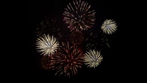 Fireworks Explosion on Black Background Video stock 321373068