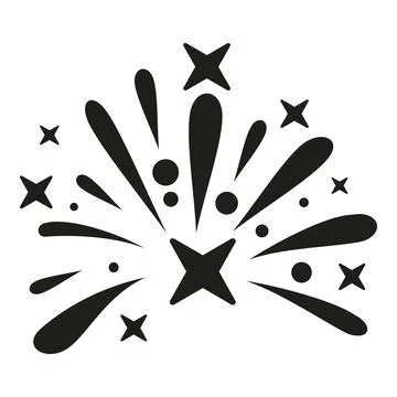 Fireworks explosion bursting celebration vector black and white icon Stock Illustration