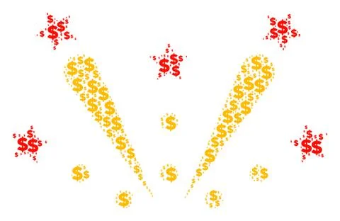 Fireworks Explosion Collage of Dollar and Dots Ilustración de archivo