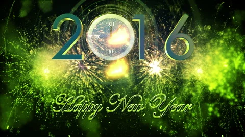 Fireworks explosion countdown to 2016 GREEN Video stock 56529177