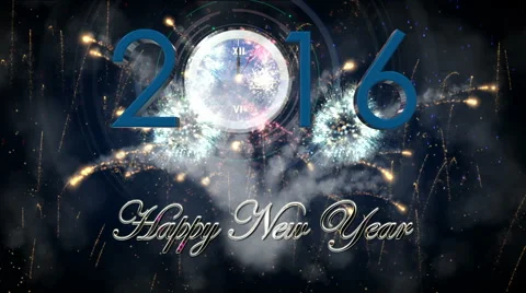 Fireworks explosion countdown to 2016 mixed color Stock Footage 56527096