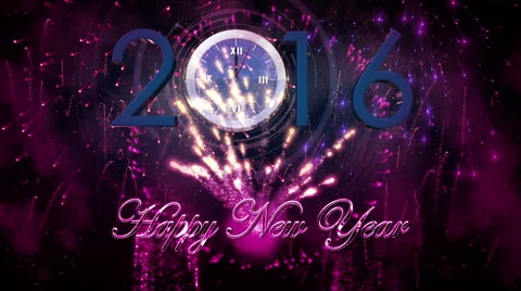 Fireworks explosion countdown to 2016 PURPLE Stock Footage 56530040