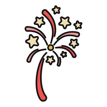 Fireworks explosion creating stars in sky icon Stock Illustration