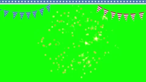 Fireworks explosion on green screen. Festive party background with American Stock Footage 340715698