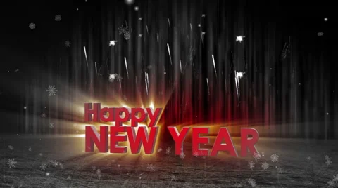 Fireworks explosion to happy new year stage Pan Cam COLORLESS Stock Footage 56877698