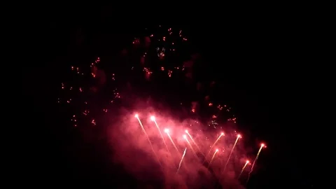 Fireworks explosion at night. Stock Footage 113943693