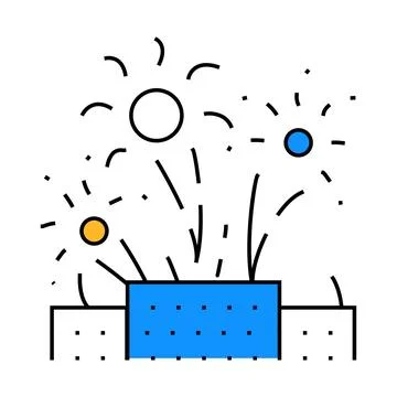 Fireworks explosions flat icon color illustration Stock Illustration