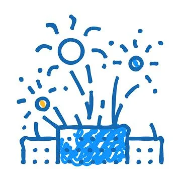 Fireworks explosions flat icon doodle illustration Stock Illustration